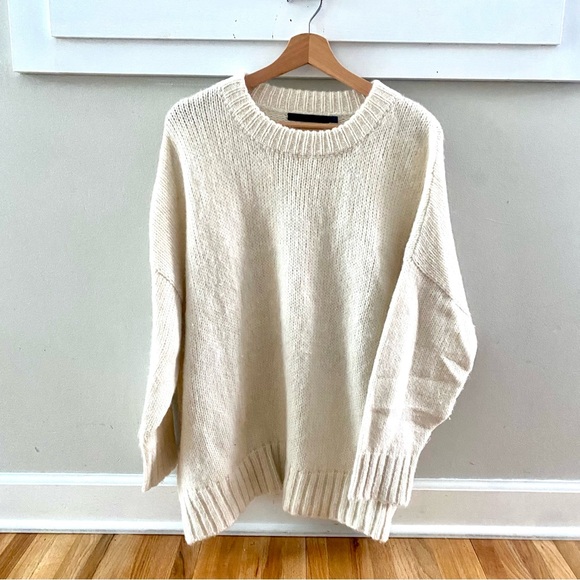 Jenni Kayne Alpaca Cocoon Crewneck Ivory Sweater Size Medium - Picture 2 of 7